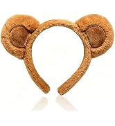 TIIZIISII Halloween Bear Headband Cute Animal Hairband for Party Plush Brown Bear Ears Headpiece ...