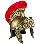 JTLB Golden Roman Fighter Helmet with Fake Plume, Cosplay Costume Accessory for Men and Women (Gold)
