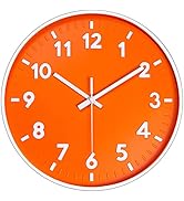 JENLYSTIME 12 Inch 3D Number Modern Indoor/Outdoor Wall Clock,Round Bright Colorful Dial,Non Tick...