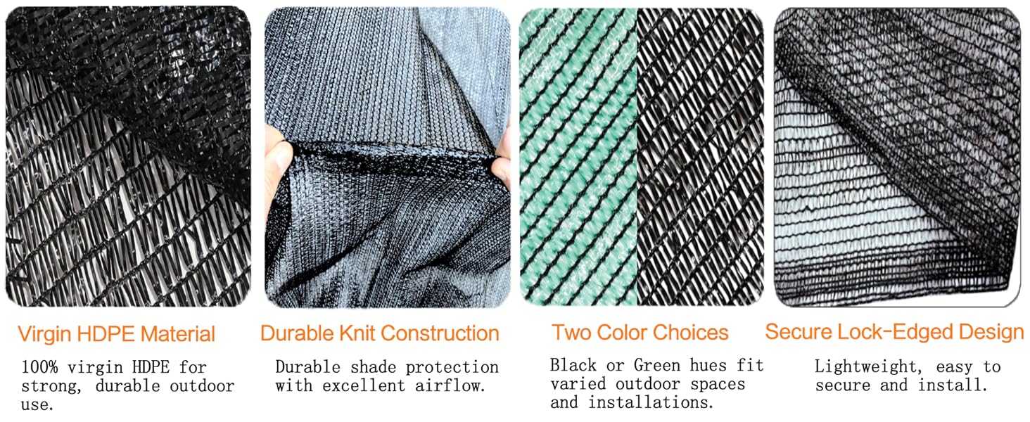 virgin hdpe material durable knit construction two color choices secure lock-edged design