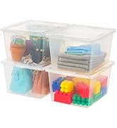 IRIS USA 24.5 Quart Plastic Storage Bin Tote Organizing Container with Latching Lid, Stackable an...