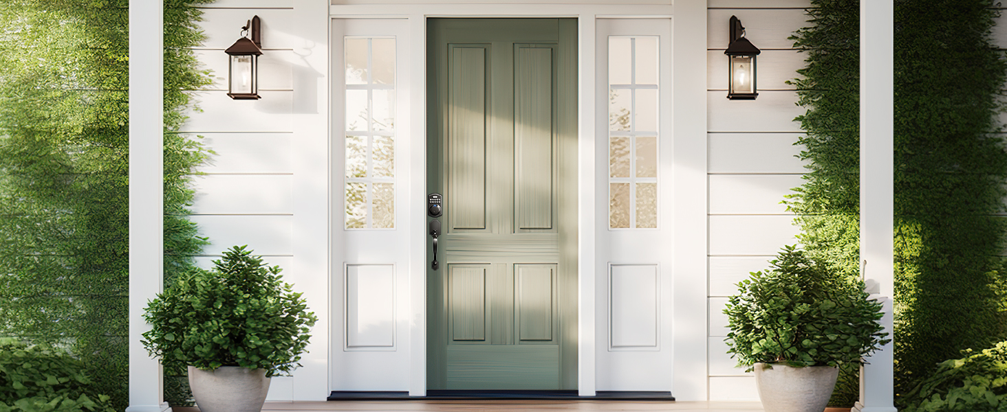 front door handle with keypad lock