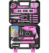 SOLUDE Pink Tool Set,130 Piece Home Tool Kit for Women with 3.6V Cordless Rechargeable Screwdrive...