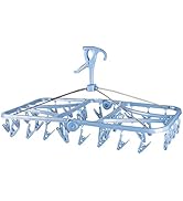Foldable Clip and Drip Hanger, Socks Hanger Underwear Hanger with 36 Clothespins &amp; Wind-Proof Hoo...