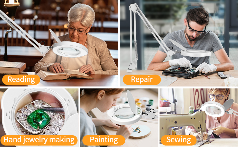 15X magnifying light with stand for reading repair jewelry making painting sewing close work