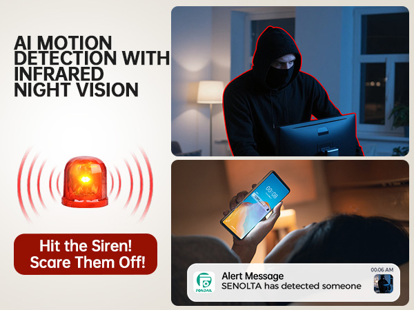 night vision and motion detection and bulit-in siren