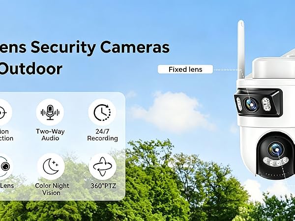 Dual Lens Security Camera Outdoor