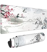Cherry Blossom Sakura Gaming Mouse Pad 31.5×11.8inch with Stitched Edges Extended Waterproof Desk...