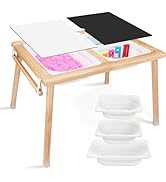 ZYLOHA Kids Sensory Table,Sensory Activity Table with Paper Roll Stick &amp; Double-Side Board,Toddle...