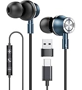USB C Wired Earphones, HiFi Stereo Magnetic USB Type C Headphones for Laptop Notebook with Microp...