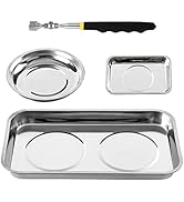 Rechabite 3 Pieces Magnetic Trays with 8LBs Telescoping Magnetic Pick-up Tool Set, 9.5" and 3.7" ...