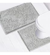 AINAHYVA Bathroom Rugs Chenille Bath mat 2 Piece Set, Super Absorbent, Strong PVC Non Slip Backin...