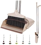 XXXFLOWER Broom and Dustpan Set with Long Handle, Light Weight Stainless Steel Poles Stand Uprigh...
