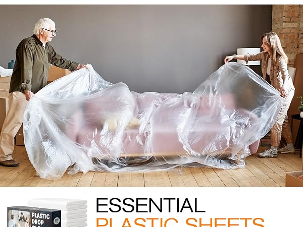 Plastic Drop Cloths for Painting, Plastic Sheeting Painting Supplies, Dust Cover for Furniture