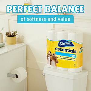 Charmin package in bathroom.