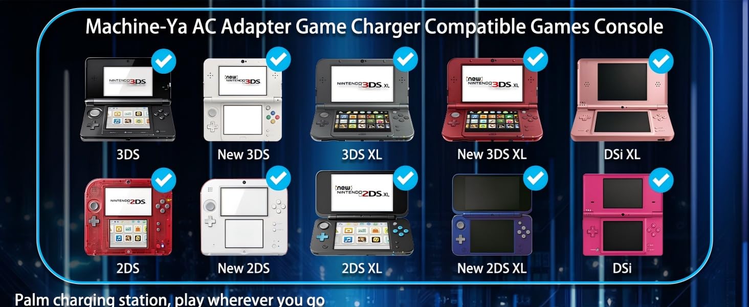Machine-Ya AC Adapter Game Charger Compatible Games Console