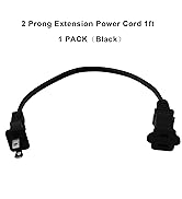 2 Prong Extension Cord 1FT,Short Flexible Extension Cable Black,US Male/Female Power Cable for NE...
