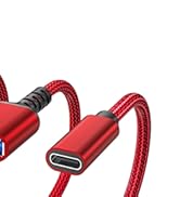 Collection of red charging cables and connectors shown from multiple angles, displaying various connection ports and cable designs.