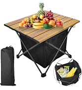 Audoyon Portable Camping Table Folding Ultralight Compact Side Table, Aluminum Fold Up Beach Tabl...