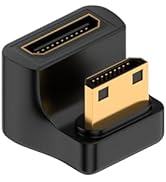 Duttek 180 Degree Mini HDMI Adapter 1Pack, 48Gbps U Shaped Down Angle Mini HDMI Angled 2.1 Male t...