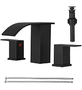 RUMOSE 8 inch Bathroom Faucets Set Matte Black Bathroom Sink Faucet 3 Hole with Pop Up Drain Wide...