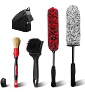 YeewayVeh Wheel Cleaning Kit, 5Pack Bendable Wheel Cleaning Brush and Microfiber Rim Cleaner Brus...