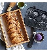 Qiilu Taiyaki Pan, Fish Shaped Waffle Cake Maker Cake Pan Bread Maker Double Pan Home Cooking Fis...