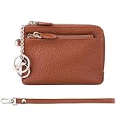 Teskyer Coin Purse Pouch, RFID Blocking Credit Card Holder Zipper Wallet with Wrist Strap and Key...