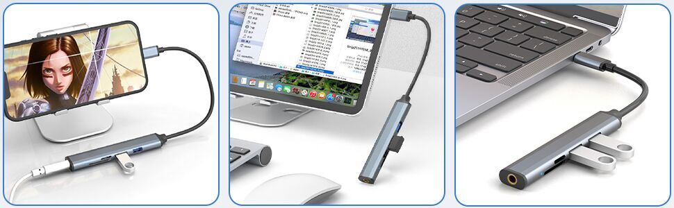 usb c to 3.5mm headphone, usb c to usb adapter, usb c memory sd card reader