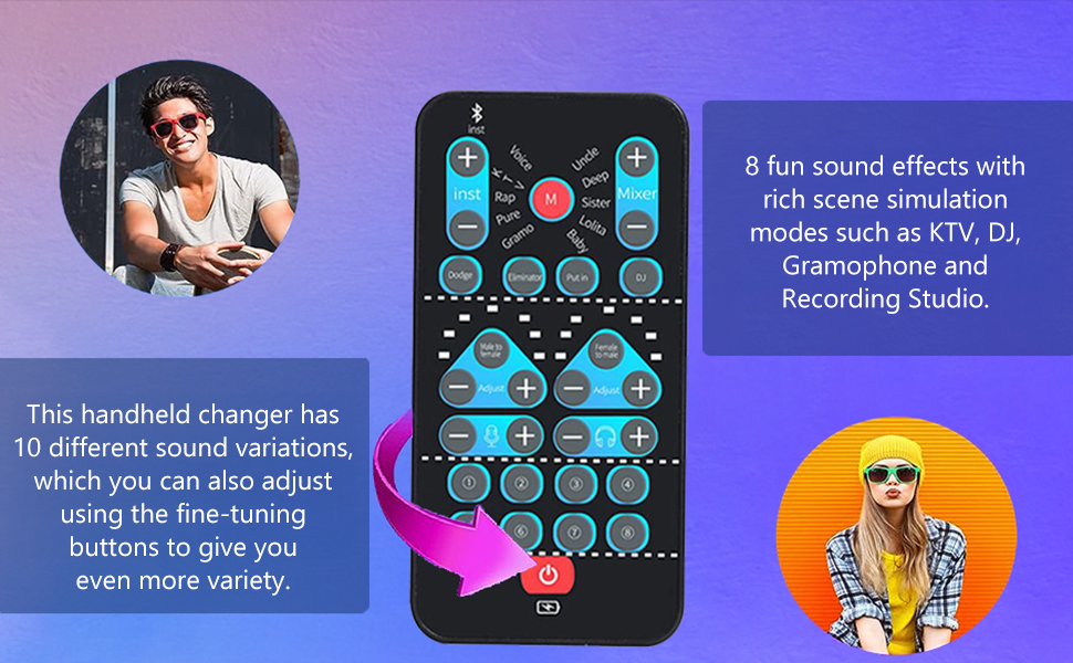 Handheld Voice Changer Portable Multifunctional Sound Disguiser 8 Sound Effects for Phone Tablet