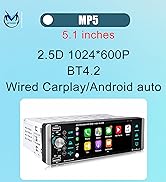 Single Din Car Stereo Compatible with Apple Carplay Android Auto, METEESER 5.1 Inch Bluetooth Car...
