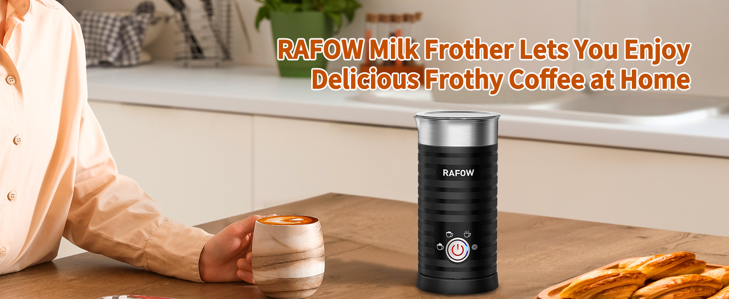 RAFOW Milk Frother Lets You Enjoy Delicious Frothy Coffee at Home