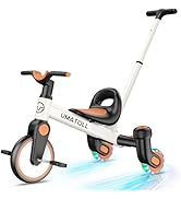 Umatoll 3-in-1 Toddler Tricycle for 18 Months to 5 Year Old, Toddler Toy with Adjustable Push Han...