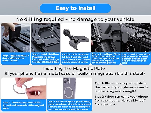 Phone Mount for Jeep Wrangler JL JLU 2024-2026 and Gladiator JT 2024-2026