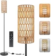 Ruiever Floor Lamp for Living Room,Farmhouse Rattan Floor lamp,Modern Standing lamp with Dimmer L...