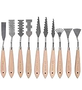 CONDA 10Pcs Stainless Steel Spatula Palette Knife Painting Tools Metal Knives Wood Handle with Di...