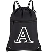 HOLYLUCK Drawstring Bags Initial Backpack Sackpack Cinch Bags for Sports, Gym, Travel, Beach, Let...