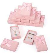 Craftdady 12 pcs Jewelry Gift Box Set Empty Packaging Cases with Bowknot Rectangle Cardboard Pape...