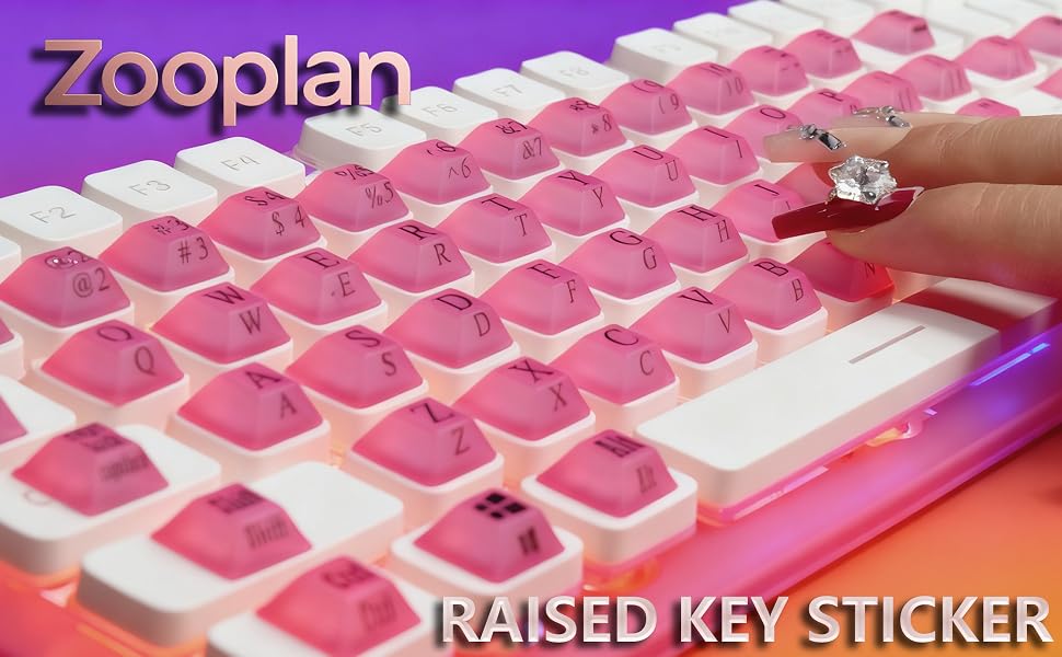 Purple keyboard sticker for long nails