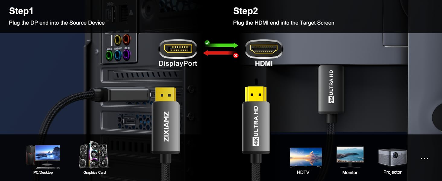 4k dp to hdmi cable
