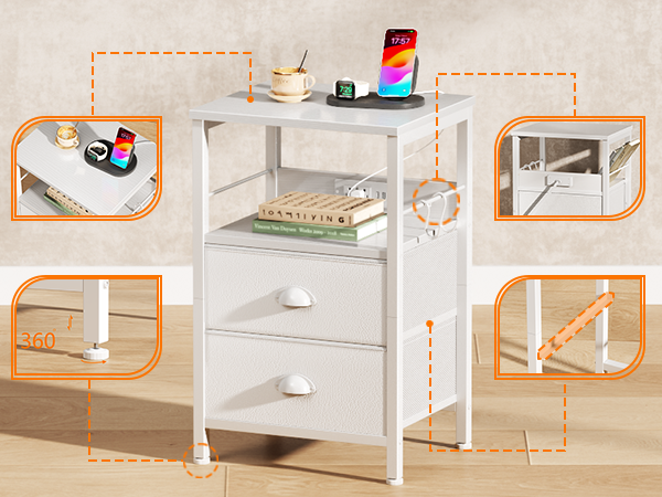 bedside table with drawers