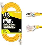 Thonapa Lighted Outdoor Extension Cord 15 ft - 12 Gauge 15 Amp Heavy Duty Power Extension Cords -...