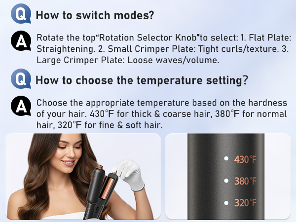 How to switch modes? How to choose the temperature setting?