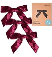 LaRibbons Luxury Burgundy Velvet Bows for Christmas Tree - Warm Sparkle in Light, Christmas Bows ...