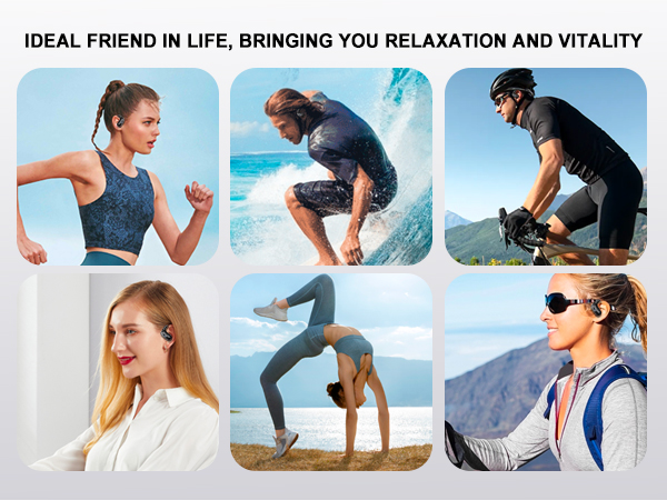 50H Playtime IPX7 Waterproof Earphones Open Ear Headphones,Bluetooth 5.4 Wireless Earbuds