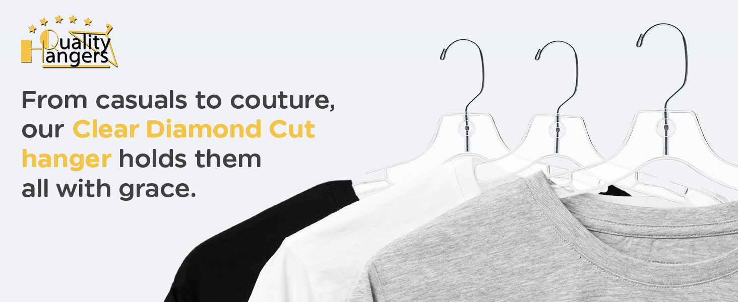 Clear plastic hangers for clothes 6150with 360 degree swivel hook &amp; multifunctional notches Desktop