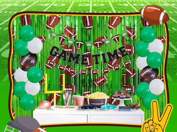 green streamers football decor party banners