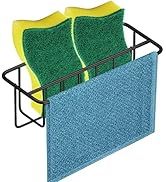 KESOL Adhesive Kitchen Sink Sponge Holder + Dish Cloth Hanger + Soap Holder, 2-in-1 Kitchen Sink ...