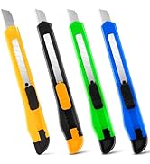 TIFICAL Box Cutter Retractable - 4 Pack - Premium Utility Knife - 9mm Wide Snap-Off Blades Razor ...