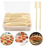 PEOUWNES 200 Pcs Bamboo Skewers for Appetizers, 4.7 Inch Toothpicks with Storage Box, Cocktail Pi...